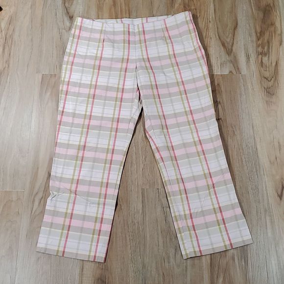 🔹️Ann Taylor Pink Plaid Capri Pants Size 8/29 - Picture 2 of 10